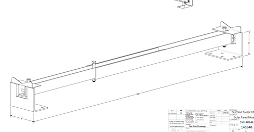 Technical drawing of adjustable solar panel mount